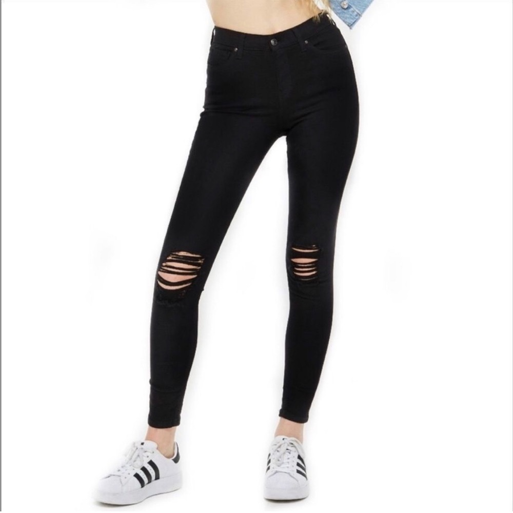 Topshop Moto Jamie Skinny Jeans Ankle Stretch Distressed W28 x L28